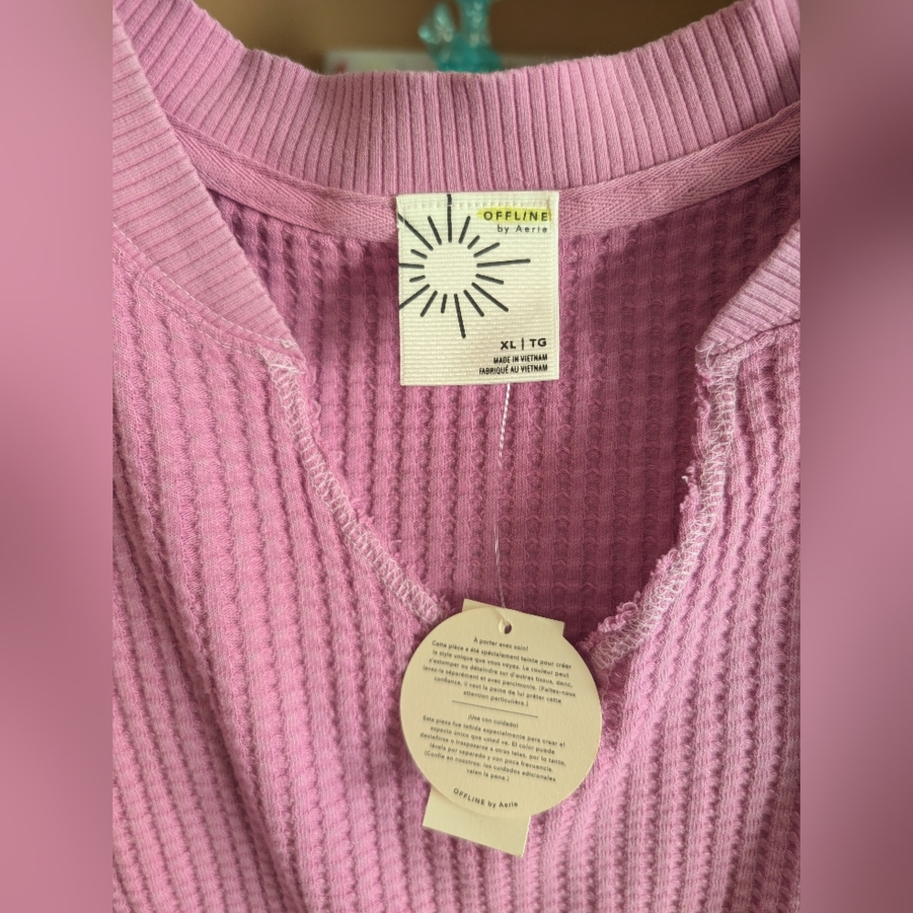 Offline By Aerie Wow! Waffle Notch Neck T-shirt - Picture 3 of 3
